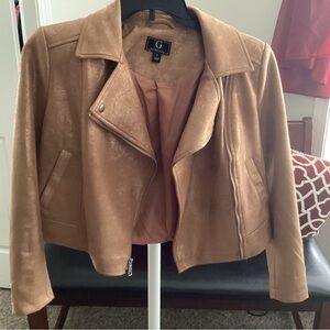beige gold metallic moto jacket